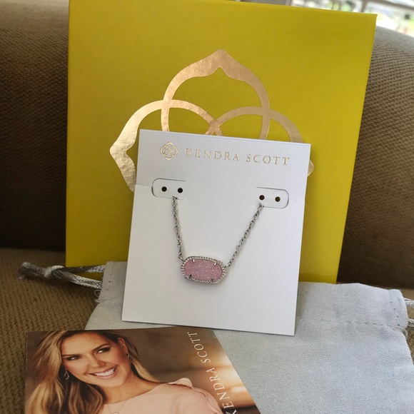 Kendra Scott Elisa Light Pink Druzy&Silver Pendant - Picture 2 of 8